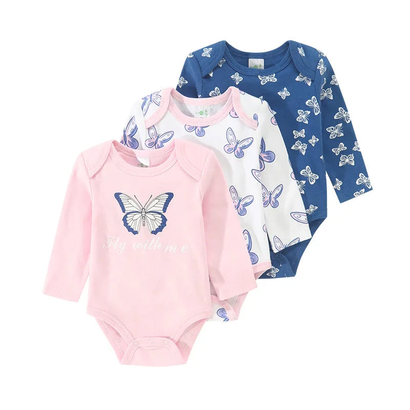 IYEAL 3PCS/lot Baby Long Sleeve 100% Cotton Clothes Baby Boys Girls Bodysuits 0-12 Months Newborn Body Bebe Jumpsuit Clothing