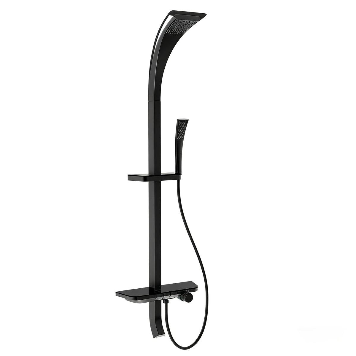 Modern Luxury Wall Mounted Showers Panel Shower Set with Shelves Smart Thermostatic Valve Shower System Set for Hotel Bathroom