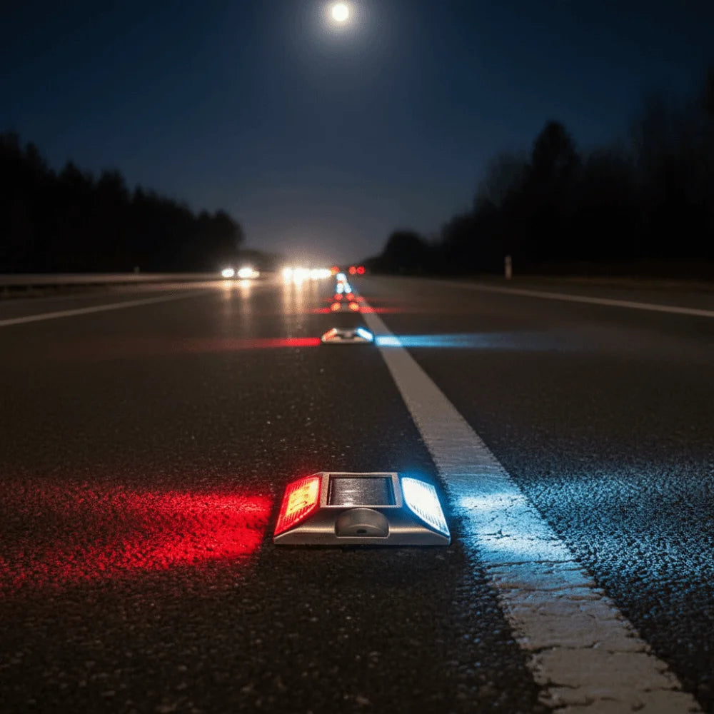 Solar Powered Solar Road Stud Light Outdoor Lighting Durable LED Ground Light Flashing Double Side Traffic Marker Light