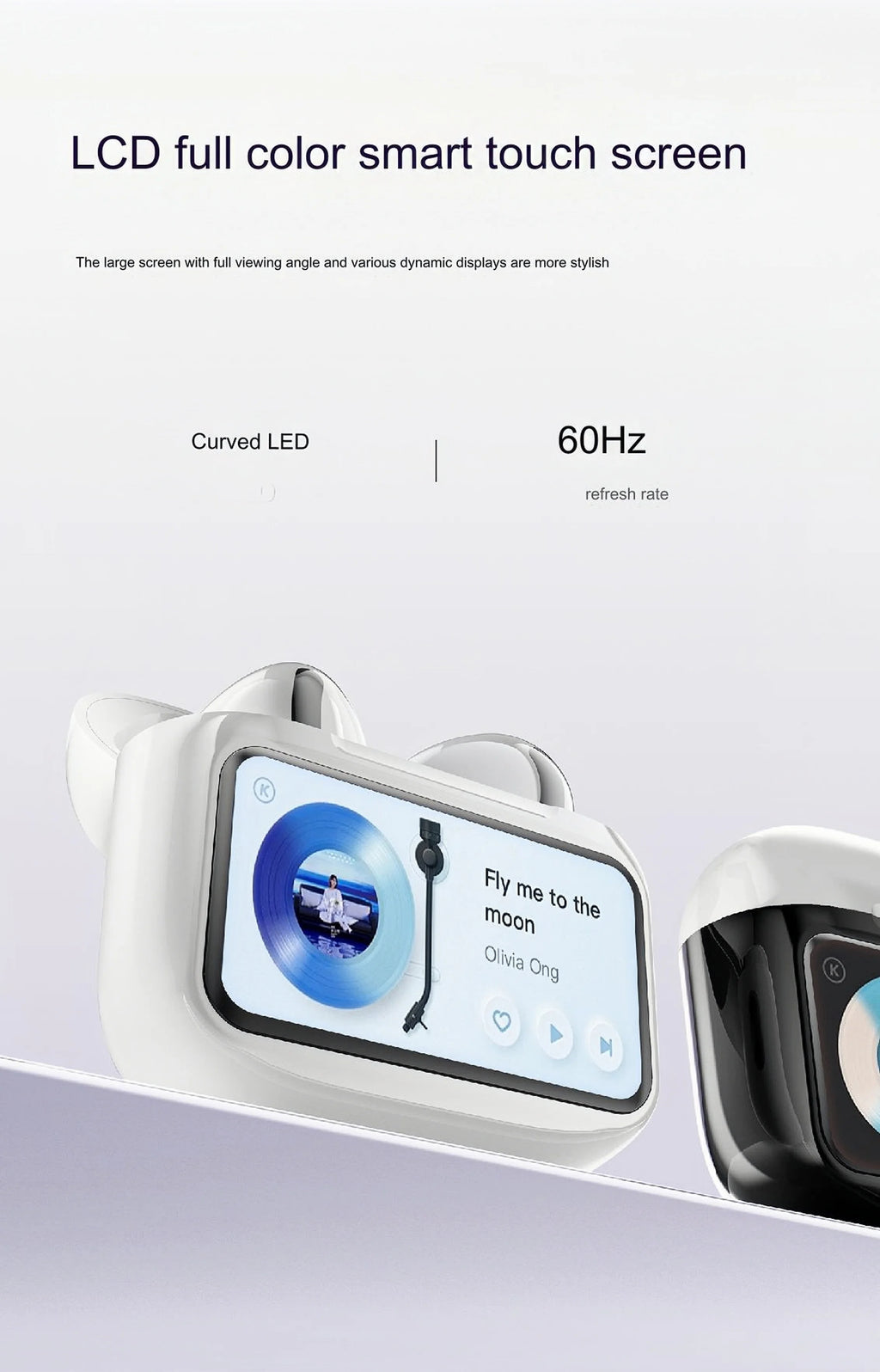Multi-language New Arrival Headphones W12ENC Noise Reduction Smart Screen Waterproof Sports Bluetooth Headset Headphones Factory
