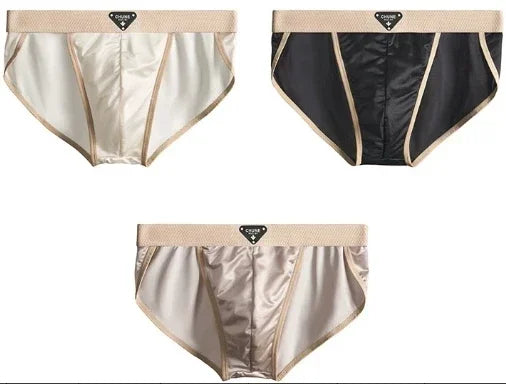 Men's Briefs Ice Silk Satin-like Briefs Men's Underpants Summer Breathable Quick Drying Panties Sexy U Pouch Underwear