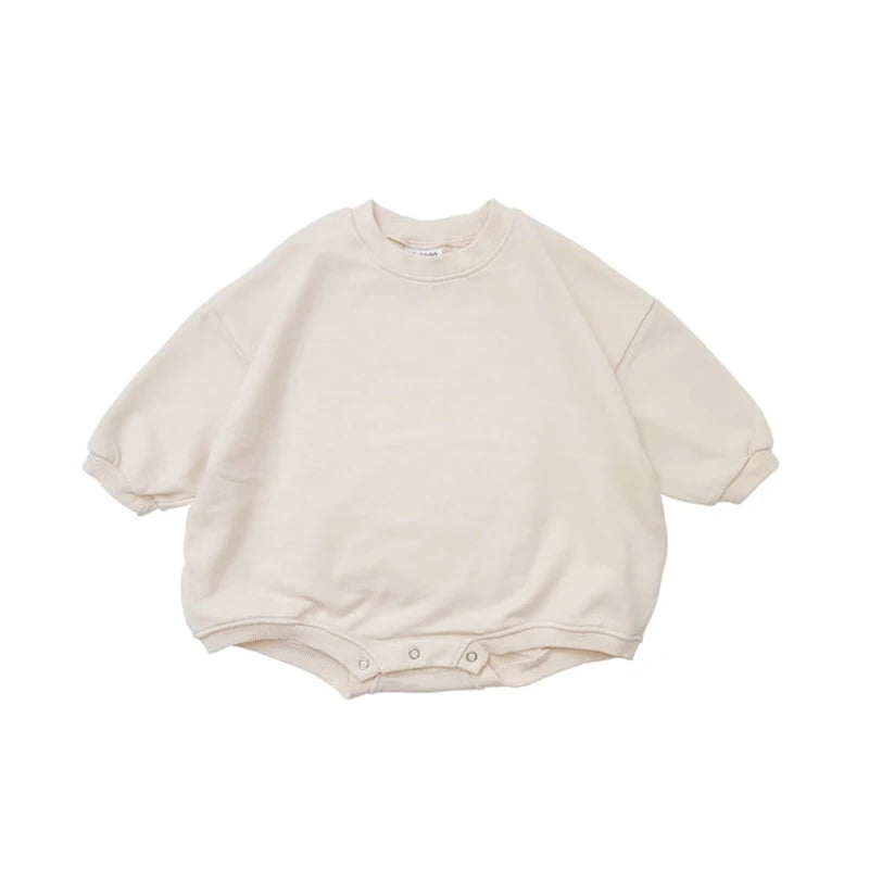 2023 Spring and Autumn Newborn Round Neck Sweatshirt Boys and Girls Jumpsuit Clothing Solid Color Jumpsuit Baby Crawling Clothes