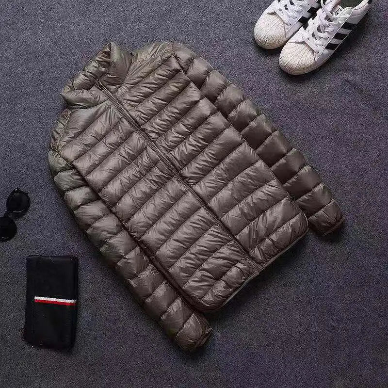 New Autumn and Winter Zipper Cotton-Padded Clothes Jacket Men's Fashion Hooded Super Light Warm Slim Coat Jacket Men's Coat