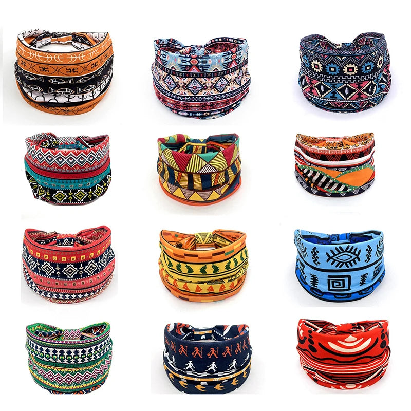 Bohemian Knot Turbans Yoga Elastic Head Wrap Women Fashion Vintage Elastic Hair Band Lady Wide Headbands Female Hair Accessories