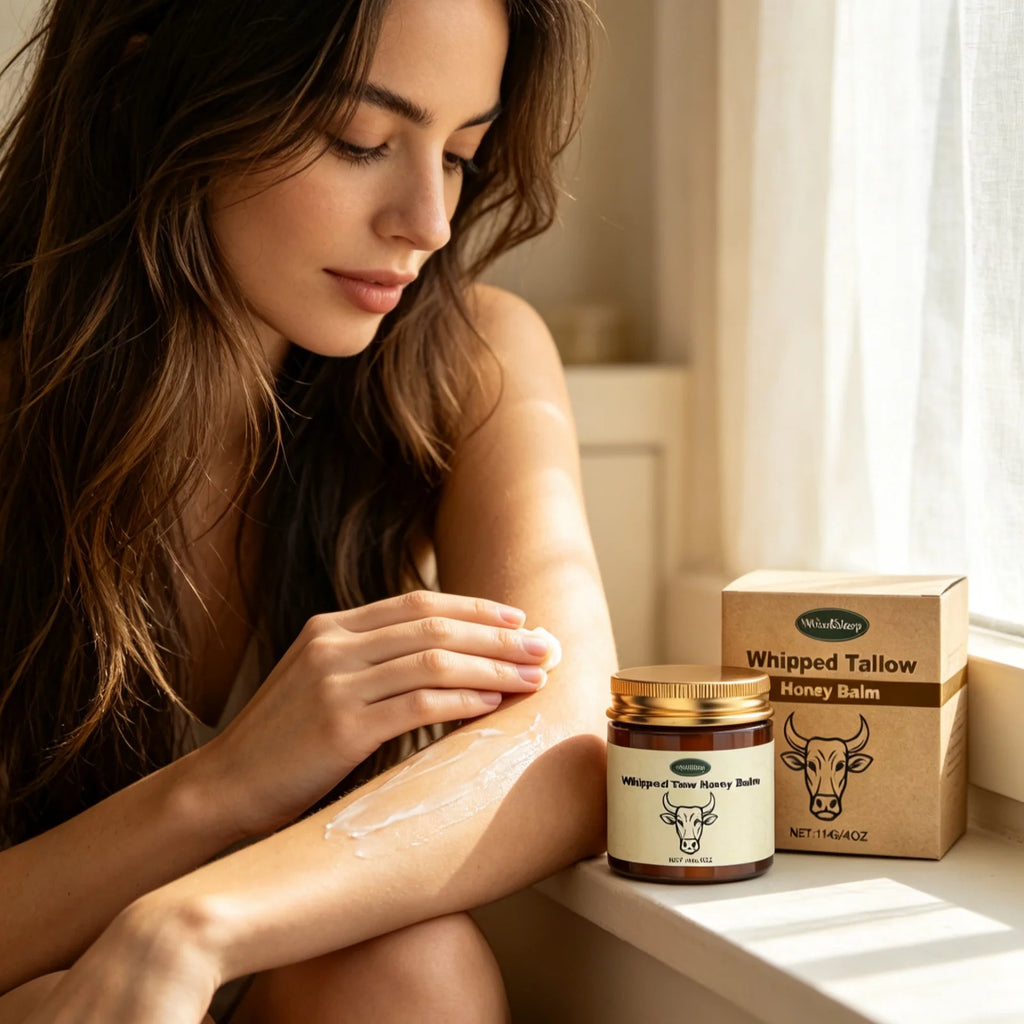 WoodSleep Tallow Honey Balm Deeply Hydrating Skin Non Sticky Smooth Lightweight Long Lasting Moisturizing Natural Body Balm 114g