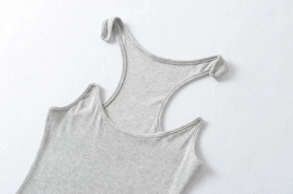 Women Ribbed Invisible Strap Tank Top Camis Tee