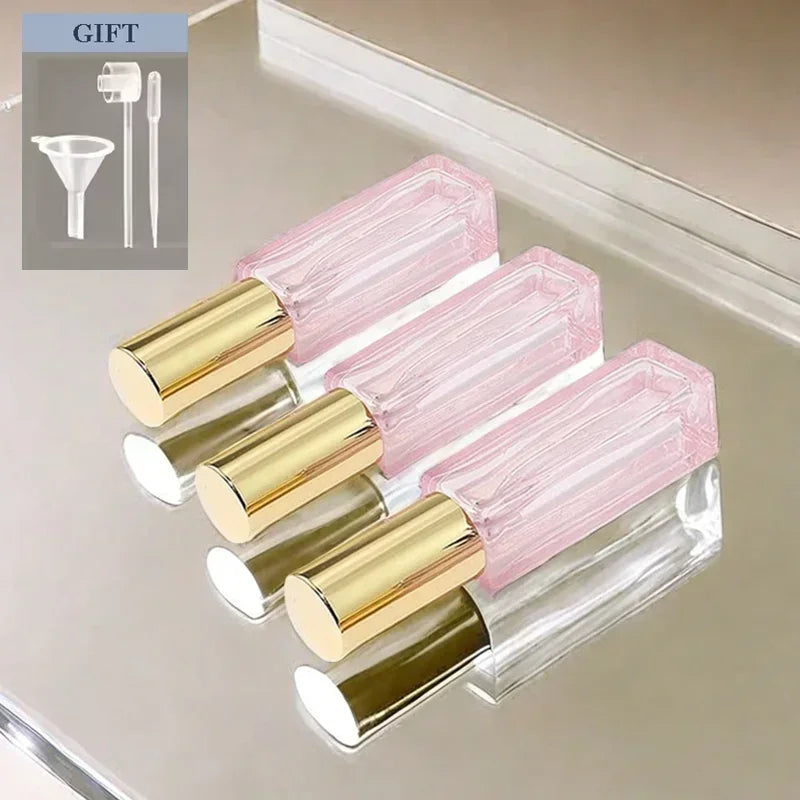 3PCS 5ML 10ML Mini Perfume Spray Bottles Glass Refillable Bottle Portable Travel Oil Liquid Cosmetic Container Perfume Atomizer