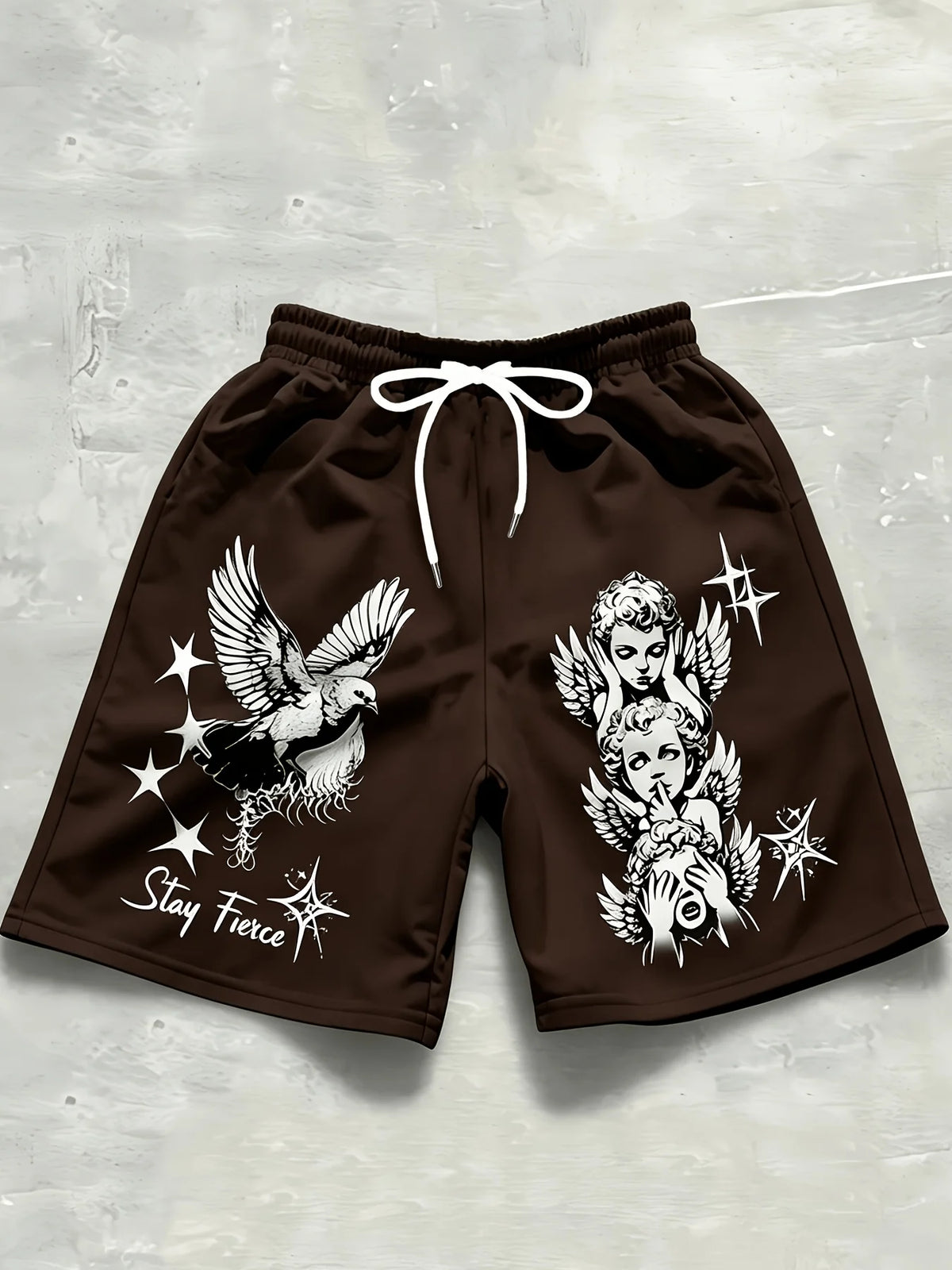 2026 Summer Best-selling Men's Short Pants Casual Sports Fashion Comfortable Soft Breathable Simple Angel Pattern Print
