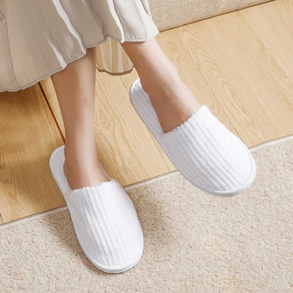 3Pairs Winter Slippers Men Women Hotel Disposable Slippers Thickened Anti-slip Guest Slippers Top Quality Bedroom House Slippers