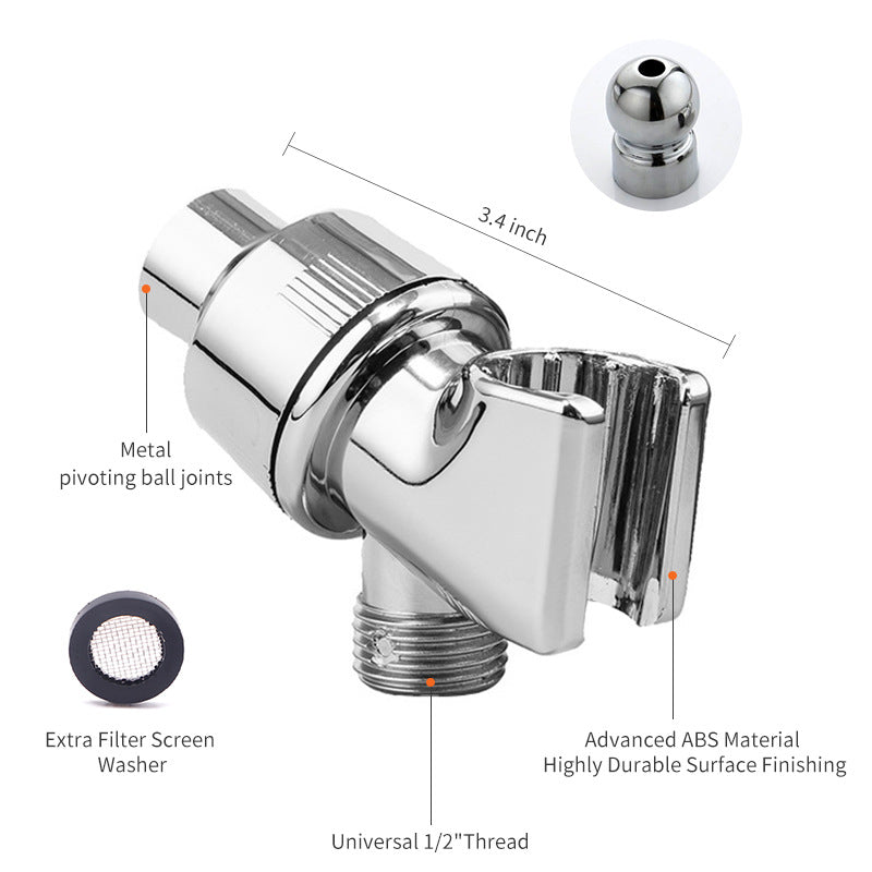 Handheld Shower Head Arm Holder G1/2″ Three-Way Adjustable Bracket With Swivel Ball Universal Mount Diverter Bathroom Accessory