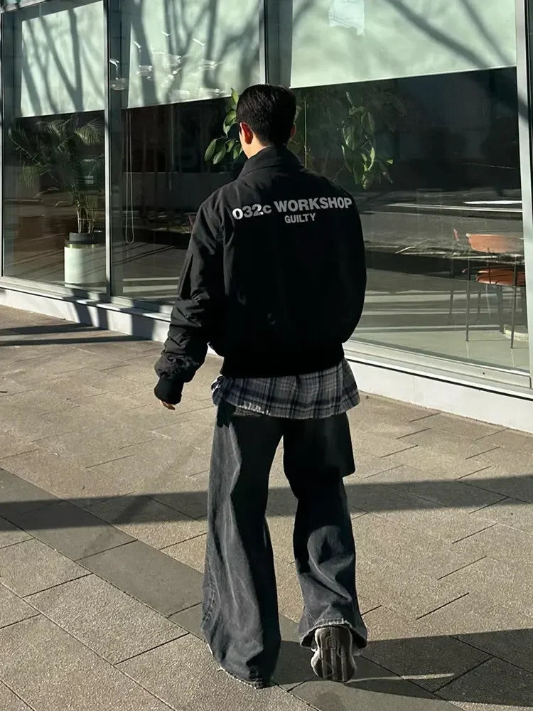 Black Multi-Pocket Bomber Jacket – Short Relaxed Fit