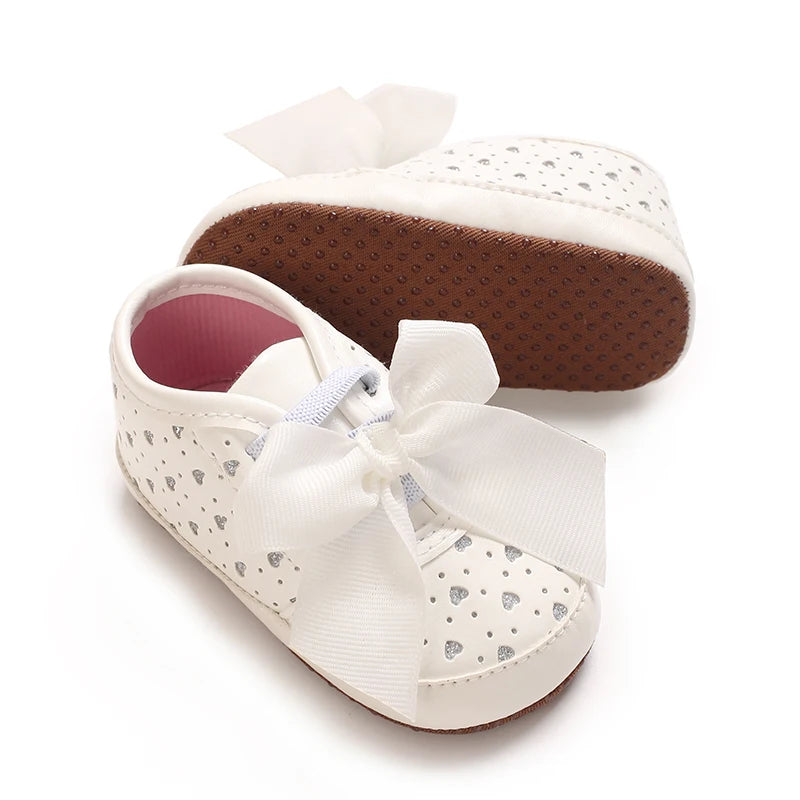 Baby Learning Walk Shoes, Cute Printed & Bow Sneakers, Soft Sole Casual Footwear for Infants 0-18M