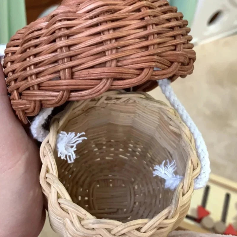 New Acorn-shaped Storage Basket Hand-woven Round Rattan Bag Bucket Tropical Beach Style Woven Shoulder Bag Photo Props