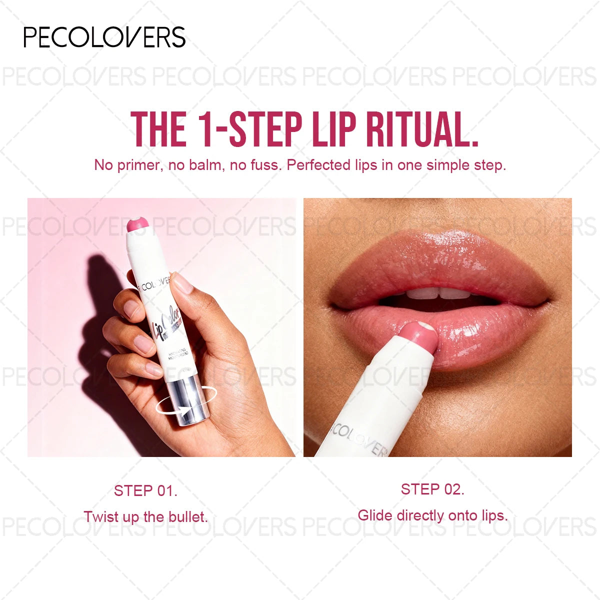 1 Pcs Hydrating Lip Gloss Pen, Pink coral color Chocolate Brown, Glass Lip Effect, Transfer-Proof Moisturizing All Skin Types