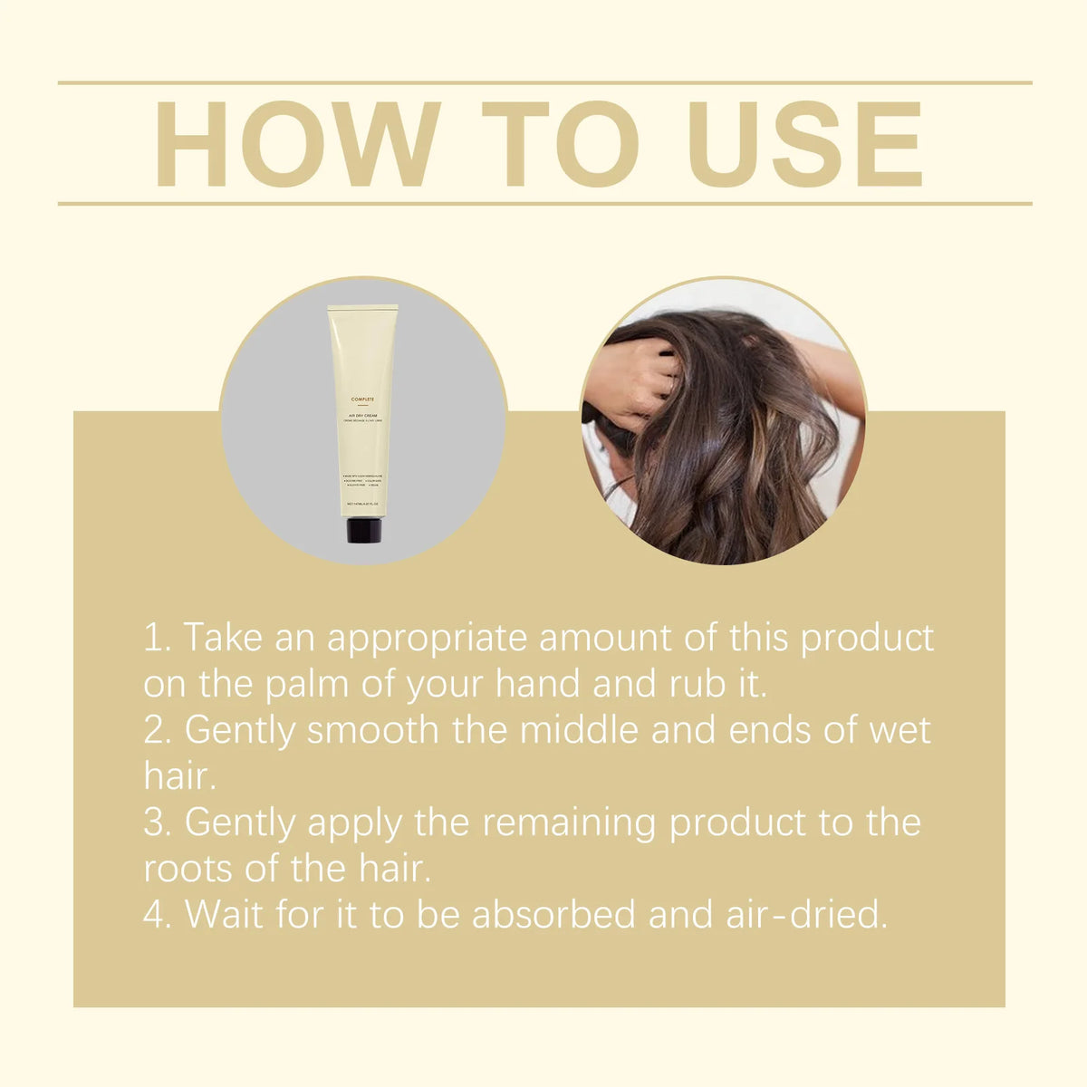 Air Dry Cream Non Greasy Anti-Frizz Oil Control Reduce Hair Tangles Hair Smoothing Increase Elasticity Curly Hair Styling Cream