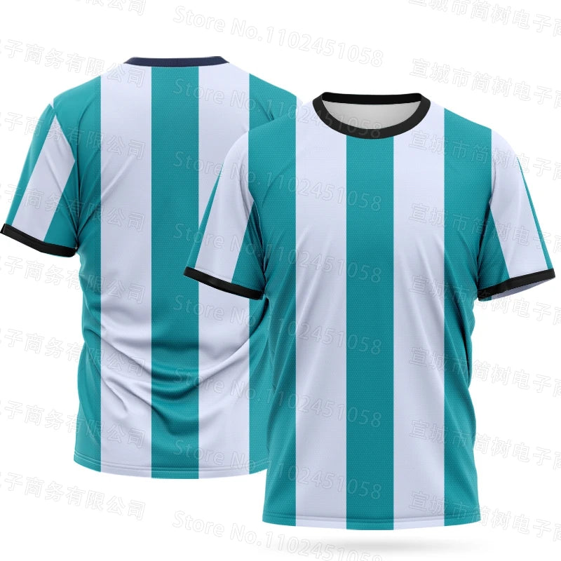 Summer Men Competition Team T-Shirts Fashion Striped Sports Shirt  Children Top Adult Women Tees Fitness Running Clothes