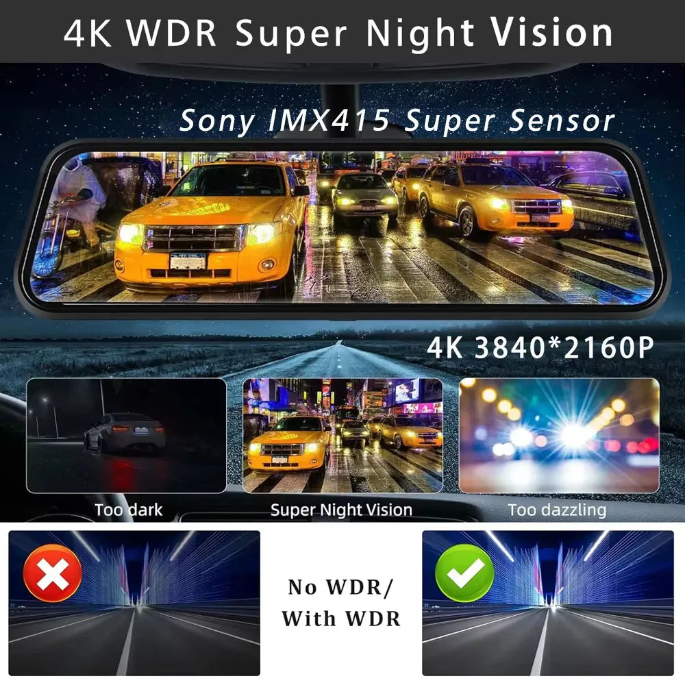 4K Dual-Lens Dash Cam with GPS, Wi-Fi & CarPlay