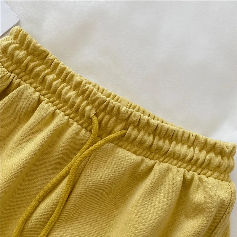 Embroidered Sports Shorts for Women Summer High Waist Wide Leg Shorts Fashion Solid Loose Casual Home Comfortable Shorts New