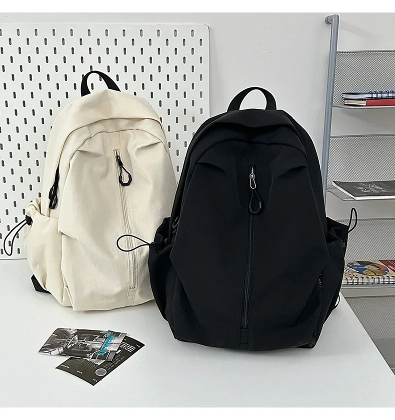 15.6 Inch Nylon Waterproof College Backpack Large Capacity Travel Unisex Laptop Backpacks Simple Design School Bag for Teenagers