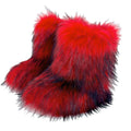 Women's Winter Snow Boots Outdoor Luxury Furry Faux Fox Fur Boots Woman Plush Warm Platform Shoes New Fashion Bottes Big Size 46