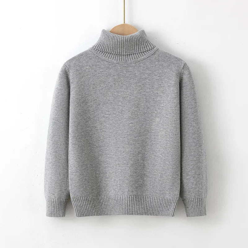 New Autumn Winter Children's Cotton Sweater Full Sleeve Turtleneck Knitwear Baby Boys Girls Clothing Warm Soft Jumper Pullovers