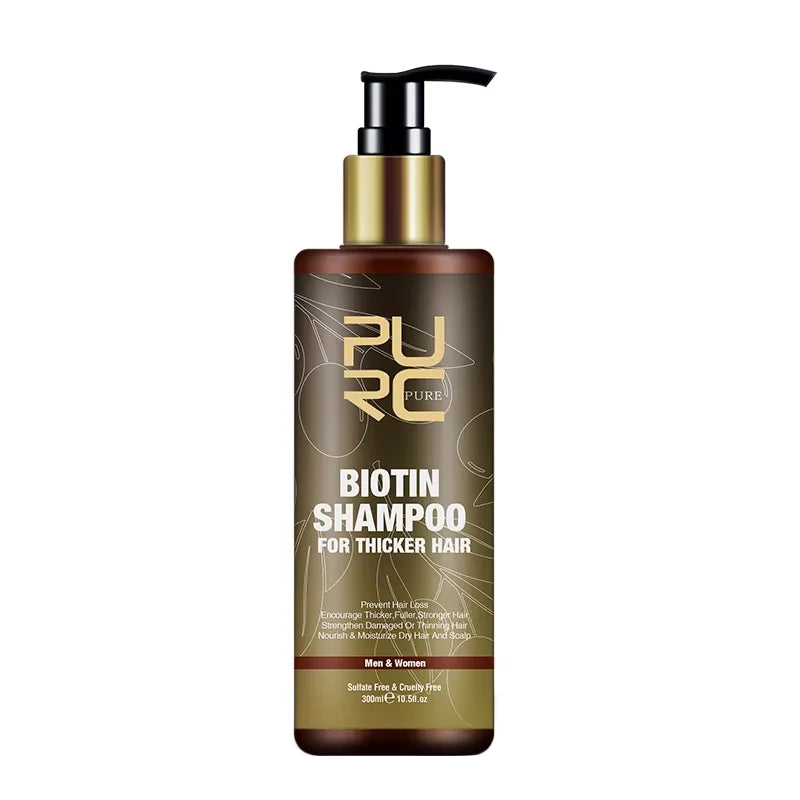 PURC Biotin Hair Growth Oil Shampoo Conditioner Sets Smoothing Anti-Hair Loss Scalp Treatment Hair Care Products for Men Women