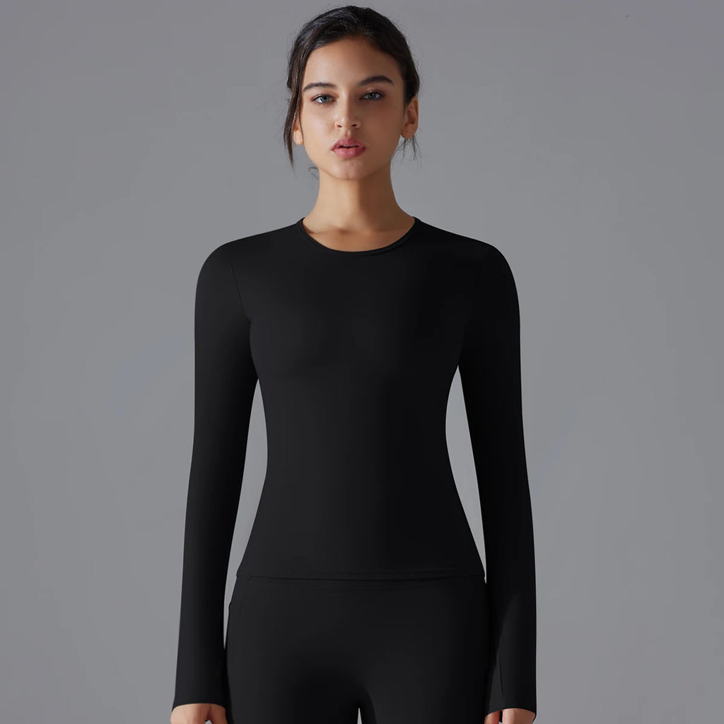 Yoga Shirts For Women Long Sleeve Winter Fitness Running Gym Clothes Workout Dry Fit Breathable High Elastic Sports Top
