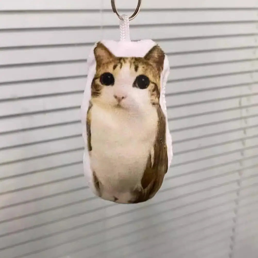 Creative Meowl Plush Charm with Sound Interactive Cat Squeeze Toy for Backpack Decoration Cute Fidget Keychain Gift for Kids