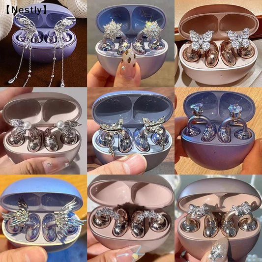1Pairs Headphone Diameter Buckle Zircon Decorative Headphone Decoration Clip Removable Easy To Install Earbud Accessories〔Nest〕