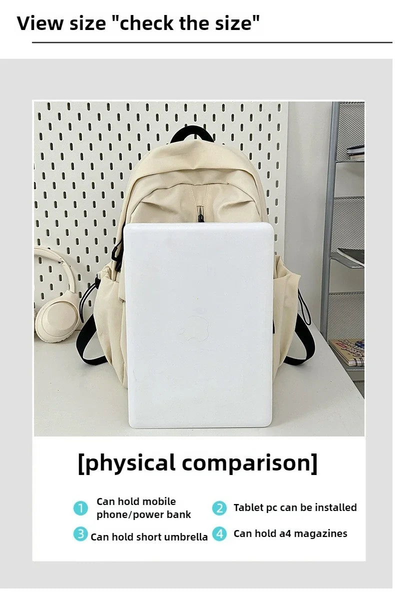 15.6 Inch Nylon Waterproof College Backpack Large Capacity Travel Unisex Laptop Backpacks Simple Design School Bag for Teenagers