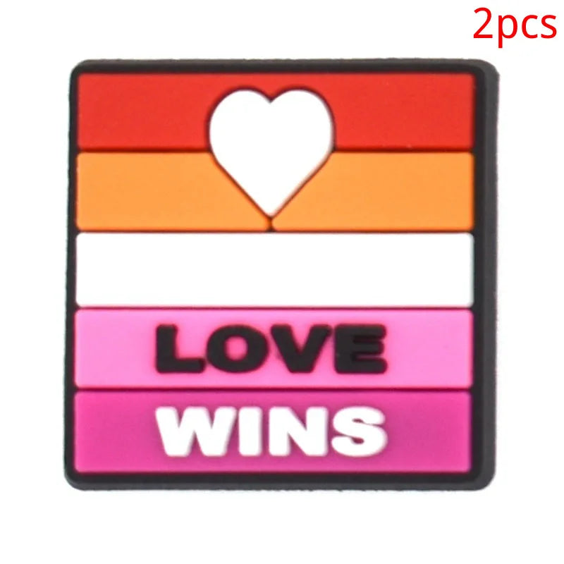 New rainbow shoe charm hole shoe accessories DIY shoe accessories PVC soft rubber shoe buckle jewelry spot wholesale