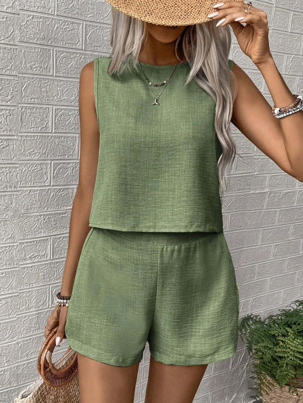 Summer Shorts Sets Women 2025 Fashion Sleeveless Loose Tank Tops And Short Pants Two Piece Sets Women Outfit Casual Femme Suit