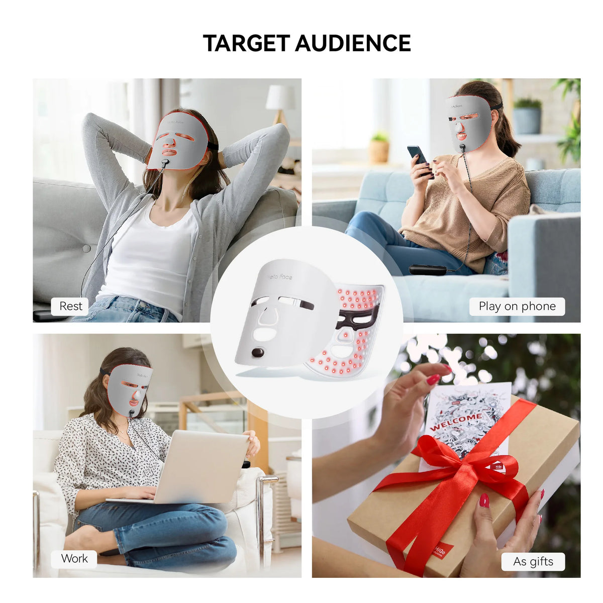 Photonic Skin Rejuvenation Device LED Red and Blue Light Facial Mask Therapeutic Facial Phototherapy Instrument