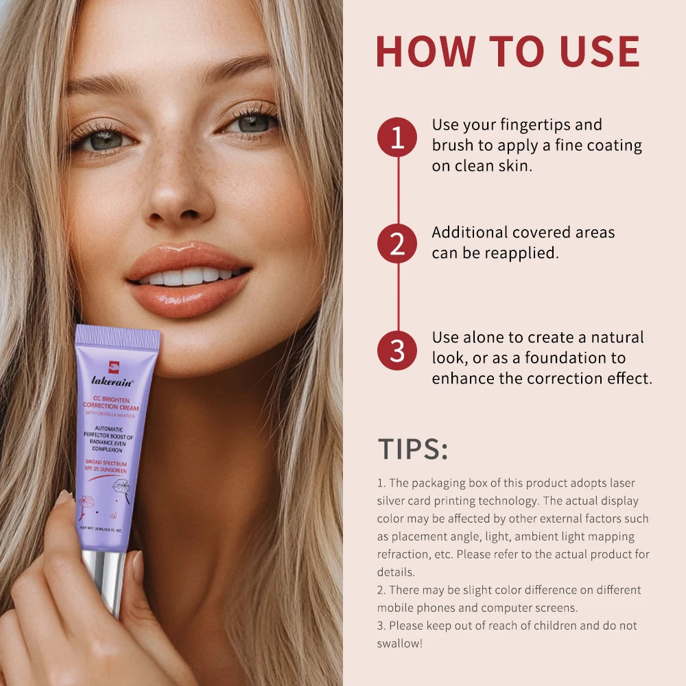Lakerain Centella Color Changing CC Cream High Coverage Moisturizing Liquid Foundation Korean Face Base Makeup