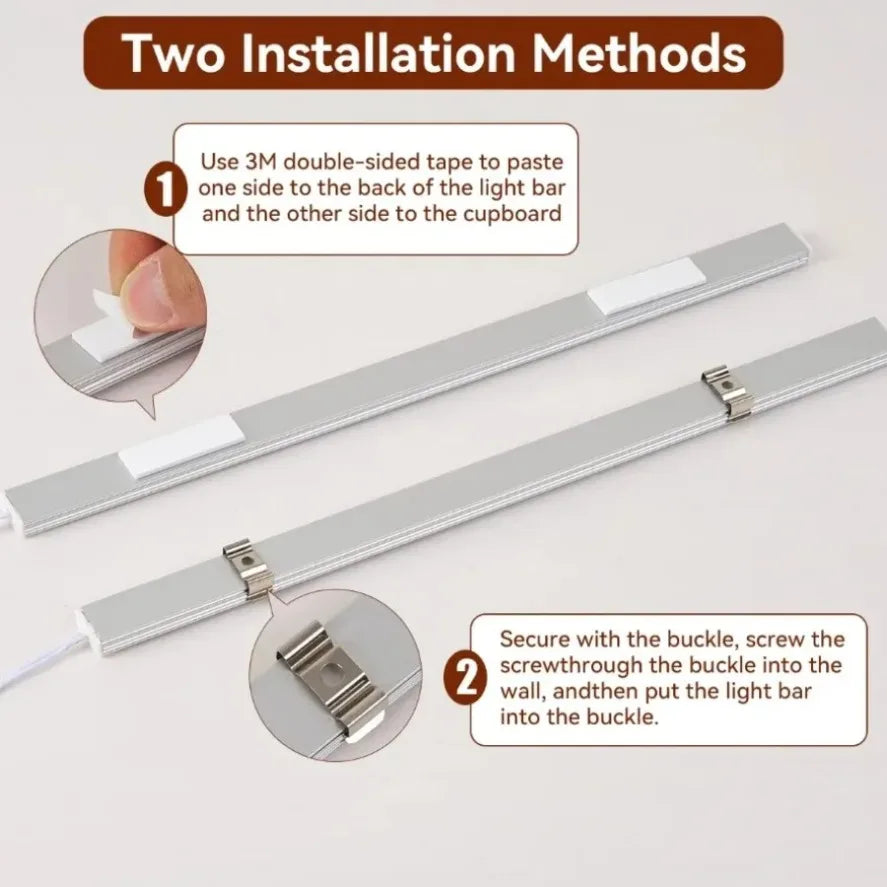 1~6Pcs Touch Sensor Switch Mirror Dimmable Sync Cabinet Light LED Strip Kitchen  Pantry Showcase Bedroom Closet Kitchen Lamp