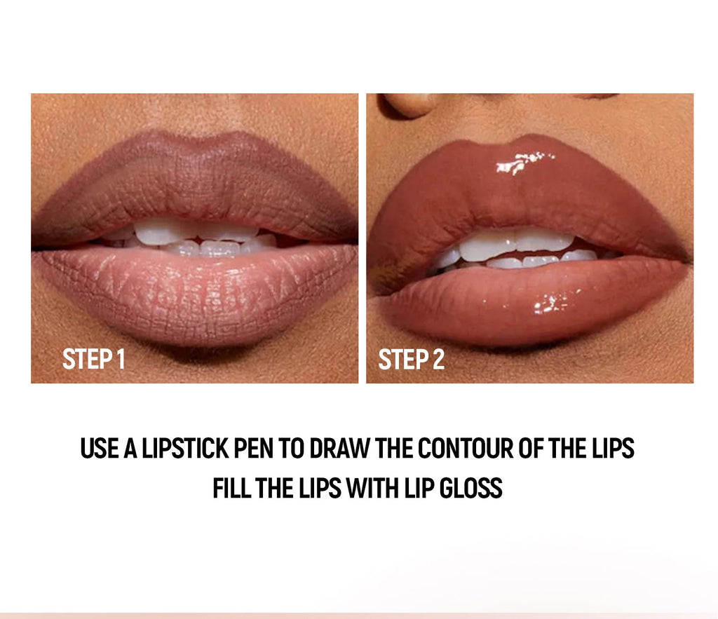 Brown Matte Lip Liner Lipstick Pencil Outlines Lip Contours 2-in-1 Mirror Glass Nude Brown Lip Gloss Makeup Waterproof Non Stick