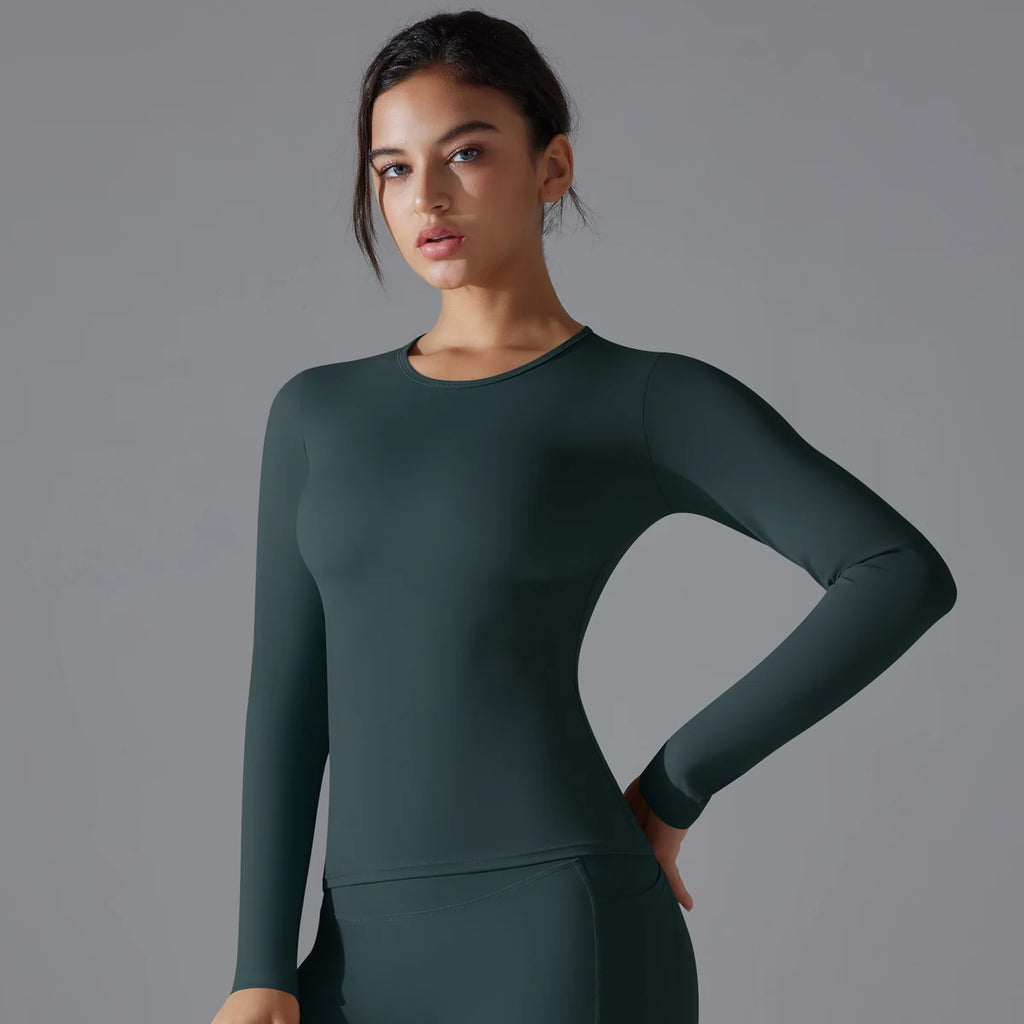 Yoga Shirts For Women Long Sleeve Winter Fitness Running Gym Clothes Workout Dry Fit Breathable High Elastic Sports Top