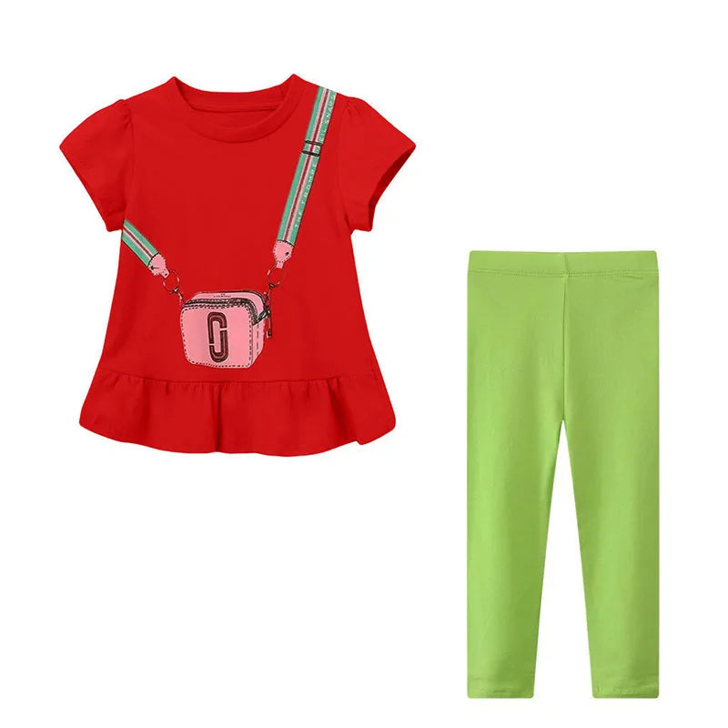 Jumping Meters Unicorn Girls Tshirts + Leggings Short Sleeve Children's Clothing Sets For Summer 2 Pcs Suit Kids Outfits Sets