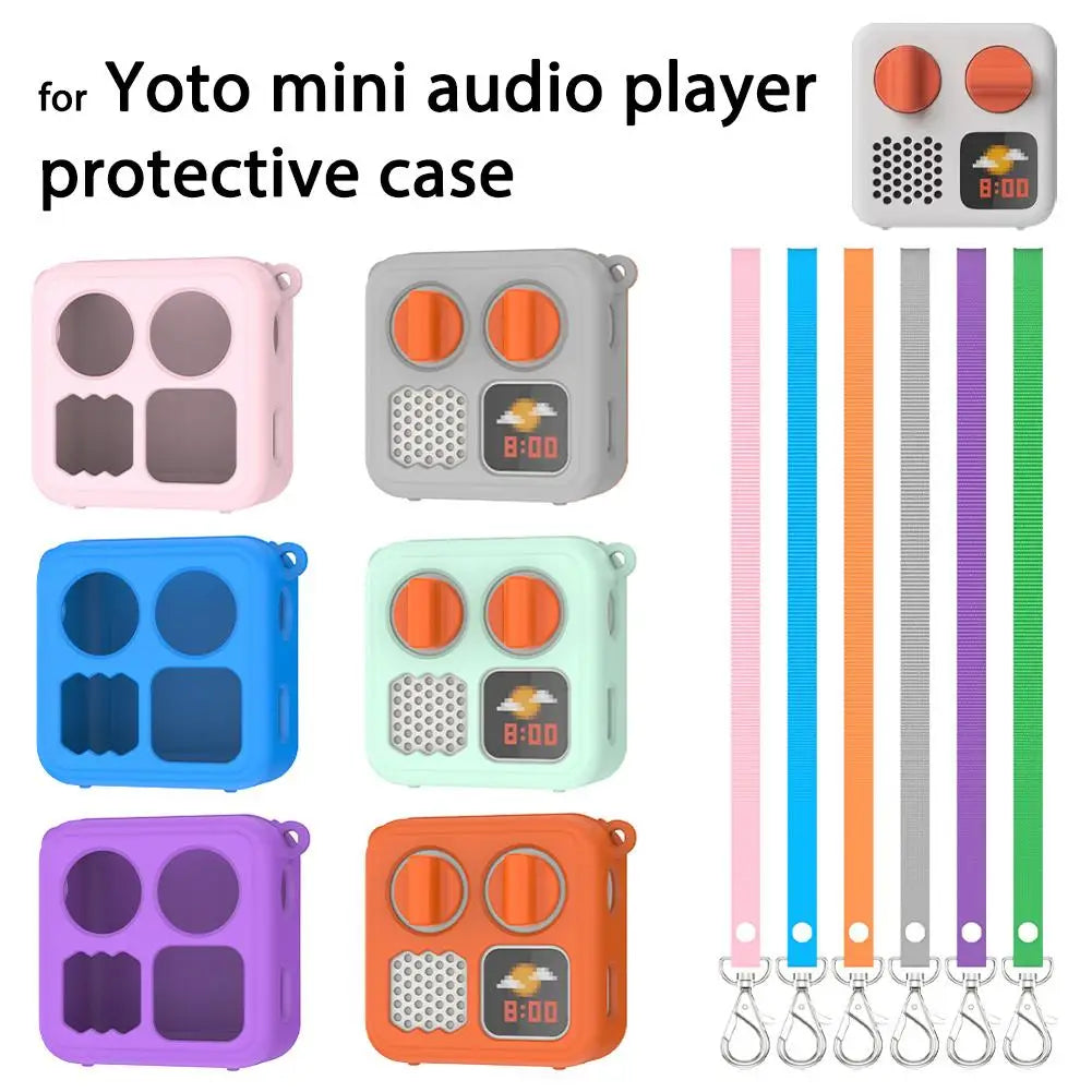 For Yoto Mini Small Audio Player Protective Case Can Hold Cassette Tape Hanging Rope Simple Solid Color Storage