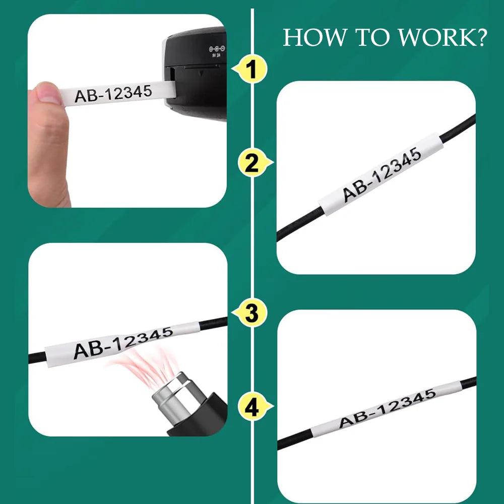 6~24mm Compatible Dymo Heat Shrink Tube Tapes 18051 18052 18053 18054 18055 18056 18057 18058 for Rhino 4200 5200 Label Maker