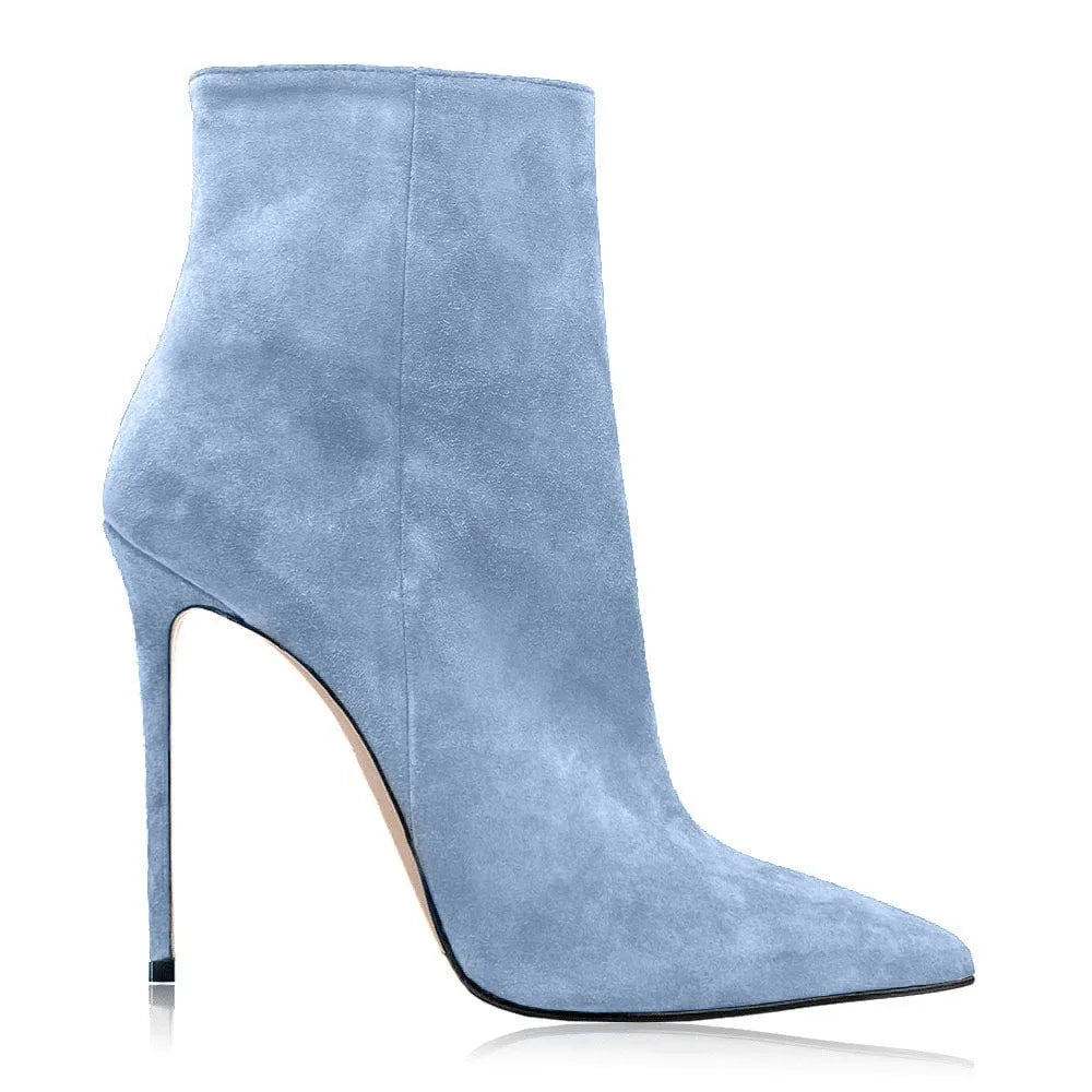 2025 Pointed High-heeled Short Boots Suede Fashion Runway Ladies Autumn and Winter 35-46 Plus Size Women Ankle Boots