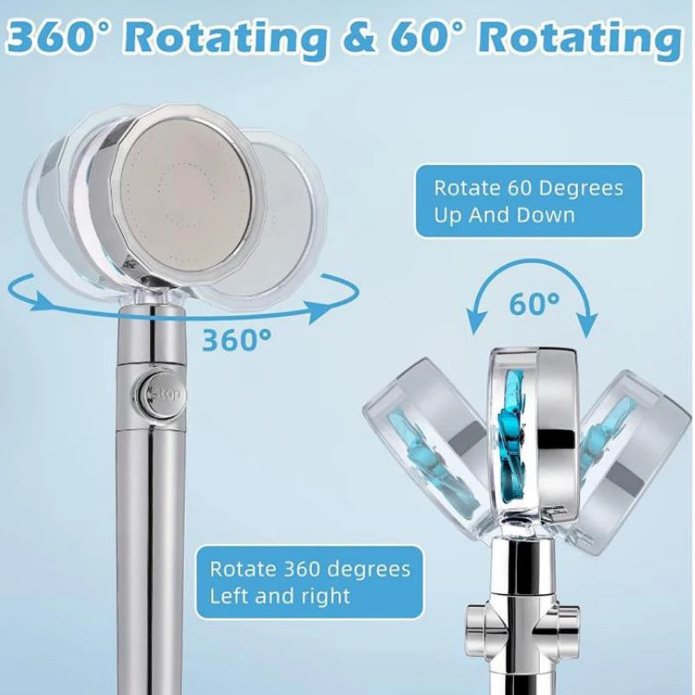 High-Pressure Shower Head Handheld Turbo Fan Showerhead With 5 Filters Water Saving Spray rain Shower Bathroom Accessories