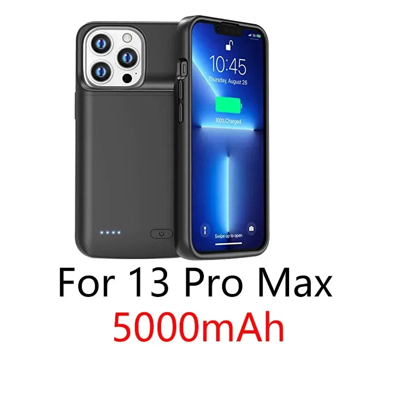 NEWDERY 4800mAh Battery Charger Case for iPhone 12 13 14 15 Pro Max/12mini/13mini Power Case Portable Charging Power Bank Cover