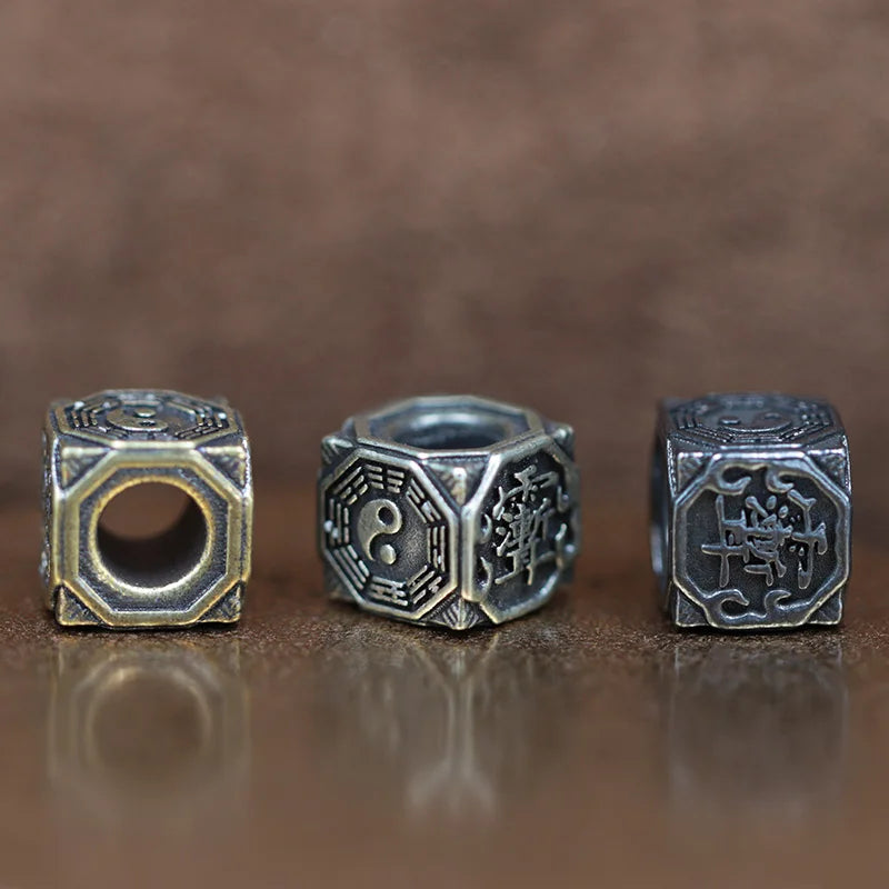 Eight Diagrams Block Brass Knife Beads EDC DIY Paracord Woven Bracelets Lanyard Pendants Accessories Outdoor Tool Hangings Charm