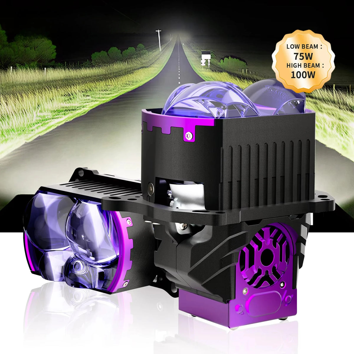 New Arrival 3.0 Inch Ultra Bright High/Low Light 220W/180W 50000lm LED Headlight Lens, Dual LED Projector 4-5 Laser Light