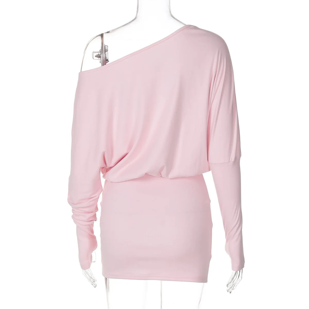 Women's Off-Shoulder Mini Dress Long Sleeve Oblique Neck Bodycon Sexy Short Fashion for Party Club Fall Winter