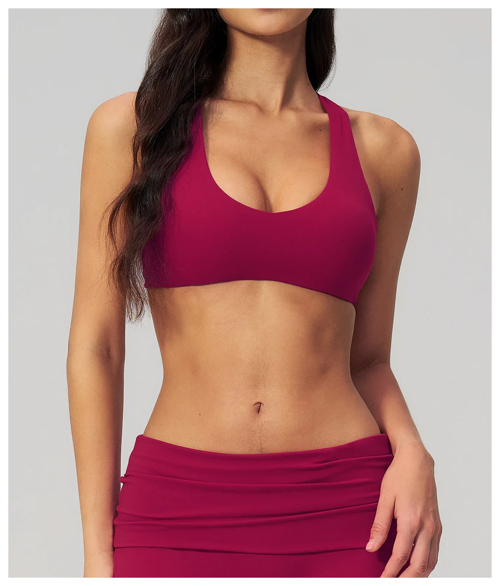 NCLAGEN Sport Bra Women High Support Fitness Brushed Underwear Back Cross Gym Clothes Training Yoga Top Pilates Workout Tank
