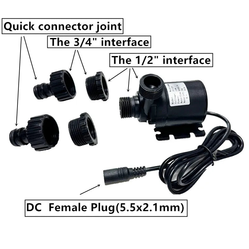 Water Pump 12V DC 24V Mini Brass Quick Joint Brushless Heater Solar Hot Water Pumps 1/2' The Fish Tank Submersible Pump
