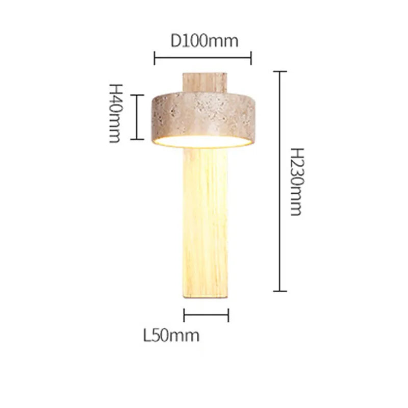 Japanese Wabi Sabi Style Decorative Yellow Cave Stone Wall Lamp Nordic Apartment Bedroom Rotatable Led Log Sconce Light Fixture