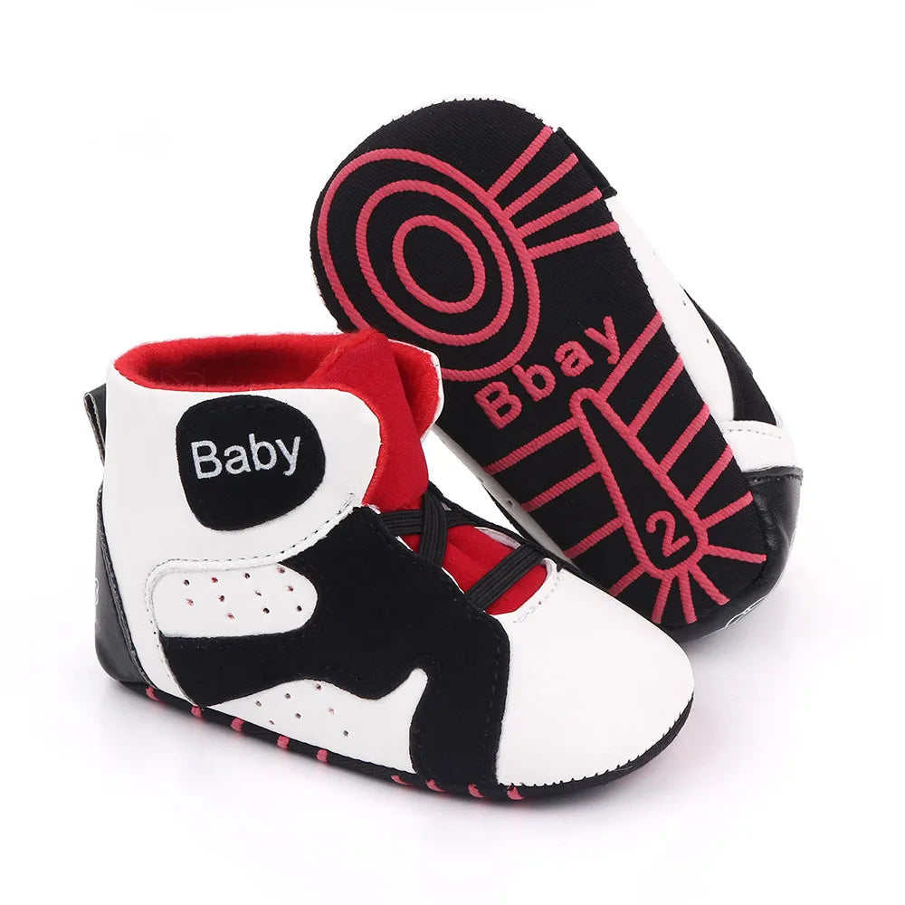 Meckior 2024 New Baby Boys Girls Sneakers Soft Bottom Non-slip Baby Soccer Basketball Sports Shoes First Walker Crib Shoes